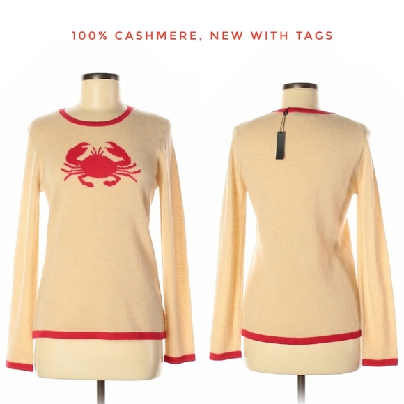 Hannah Rose 100% Cashmere Sweater Sz M Beige Tan NEW WITH TAGS - Picture 3 of 5